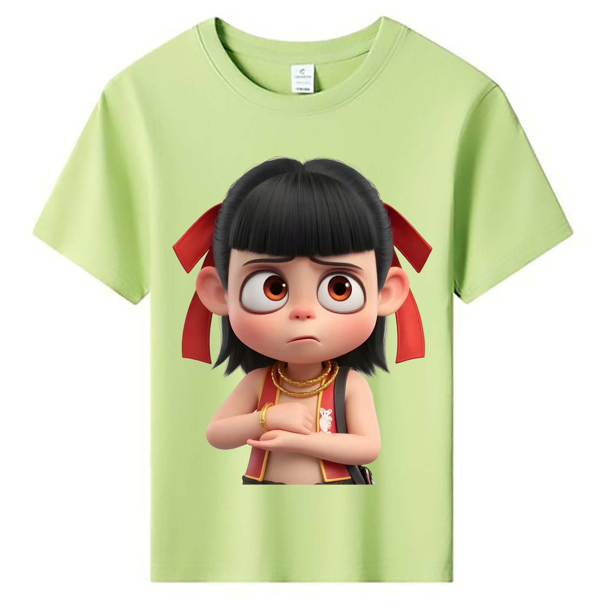 （画像用） Ne Zha 2 ナタ 魔童の大暴れ 綿100％キッズTシャツ（フロントプリント）